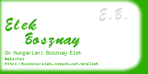 elek bosznay business card